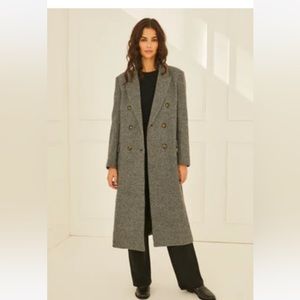 Something Navy houndstooth double breasted coat black/white size M